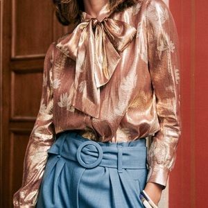 Sezane Chemise Lives Jacquard Dore Blouse
